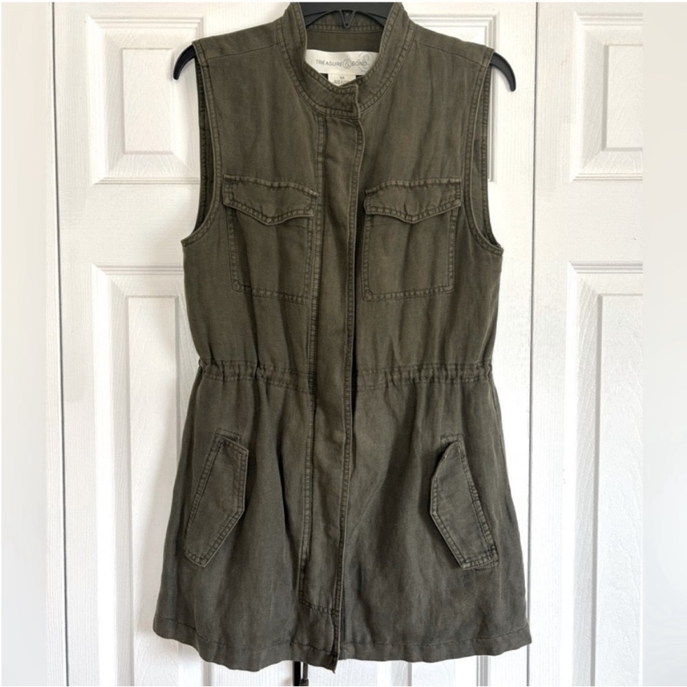 Nordstrom Olive Sleeveless Utility Jacket